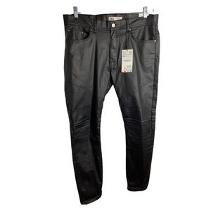 Zara Mens Skinny Fit Leather Like Biker Pants